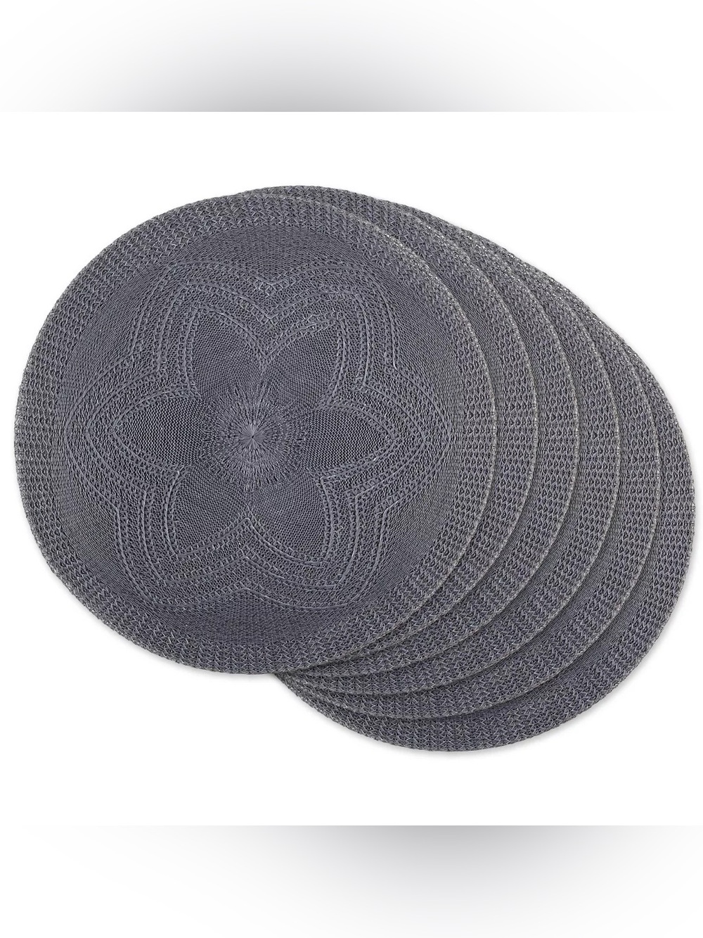 Gray Crochet Round Placemats Set - Home Accents 6set